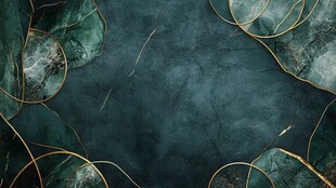 墨绿色背景配金色圆环装饰