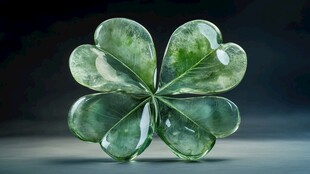 晶莹剔透的翡翠四叶草