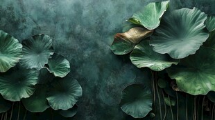 墨绿荷叶背景图