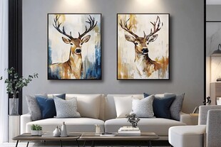 客厅双鹿挂画装饰风格