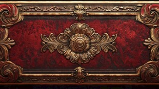复古红金雕花装饰面板