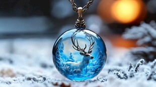 梦幻蓝水晶鹿项链吊坠