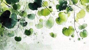 水墨风荷叶水滴灵动画面