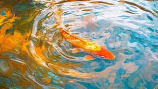 水中畅游的艳丽锦鲤