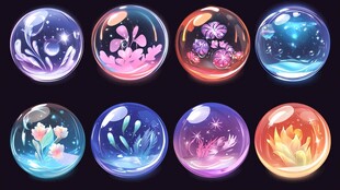 梦幻花卉元素魔法水晶球