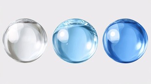 三色透明圆球展示