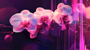 梦幻粉紫兰花光影艺术图