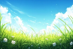 蓝天草地间的清新小景