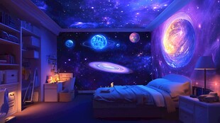 梦幻星空主题卧室空间