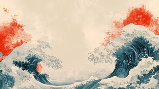 双浪翻涌绘就壮丽景观