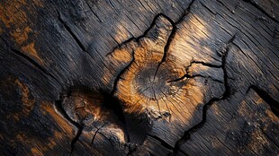 烧焦木头的独特纹理