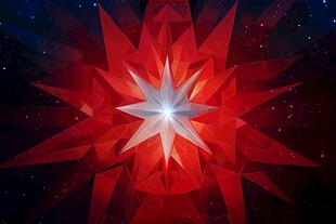 炫彩红色几何星形宇宙背景