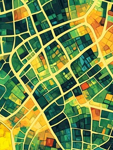 彩色马赛克风格城市地图图案