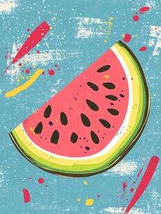 夏日清新西瓜插画图案