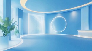 蓝色梦幻室内空间场景