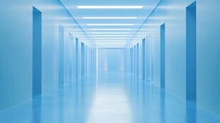 蓝色科技感走廊空间画面