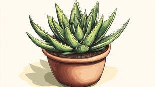 盆栽芦荟插画