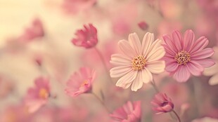 梦幻粉色波斯菊花卉美景