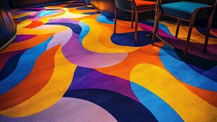 多彩波浪纹地毯与座椅