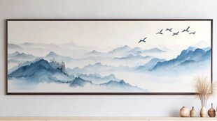 中式水墨山水挂画意境美