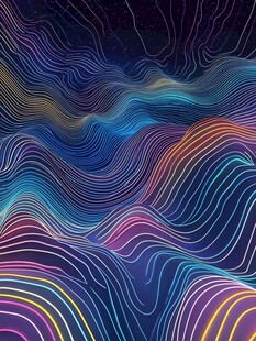 梦幻多彩线条波浪背景图