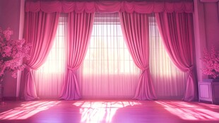 梦幻粉色系浪漫窗帘空间