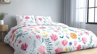 清新花卉图案床上用品