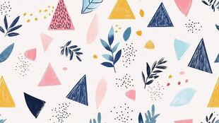 几何花卉手绘无缝图案