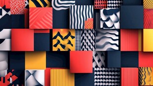 多彩几何方块抽象图案背景