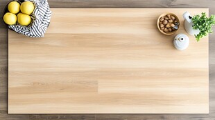 浅色木纹桌面的清新布置