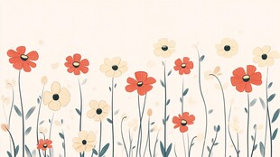 手绘花卉边框插画