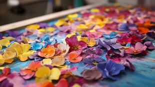 缤纷落花铺就梦幻画面