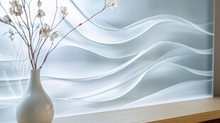 窗前花瓶与波浪纹装饰