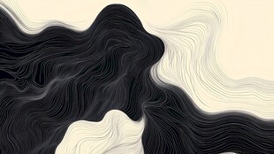 黑白波浪抽象艺术图案