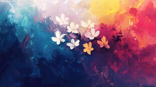 梦幻色彩中的缤纷花朵