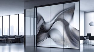 现代简约办公室艺术玻璃隔断