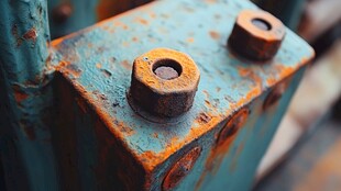 生锈的金属螺栓与构件