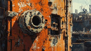 锈迹斑驳的工业风机械装置