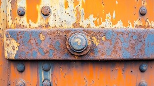 生锈铁门的金属细节