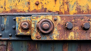 生锈的金属扣件特写