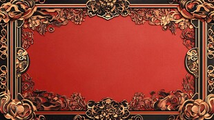 复古华丽红色雕花边框背景