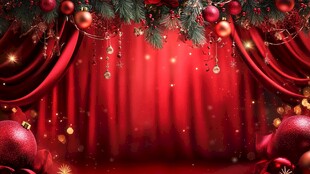 圣诞红色舞台装饰背景