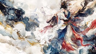 古风仙女于云海间飘逸飞舞