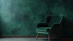 墨绿色绒面单人椅室内场景