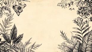 复古手绘风植物边框背景