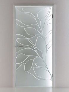 叶纹磨砂玻璃门设计