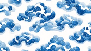 中式蓝白祥云图案纹理