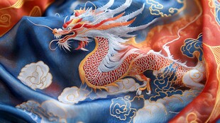 龙纹刺绣丝绸织物