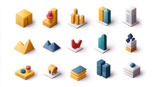 多样立体图标集合