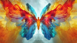 梦幻绚丽彩色翅膀艺术图